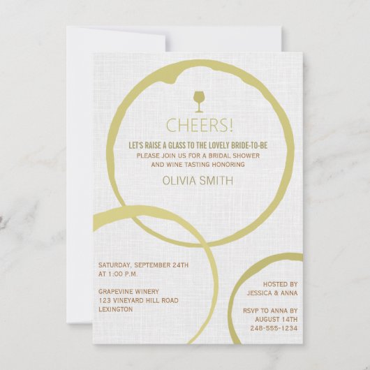 Invitation Bagues à vin blanc Bagues à douche nuptiale Invita (Devant)