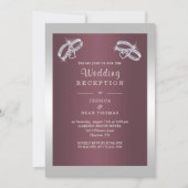 Invitation Bagues d'argent mousseux & Burgandy Réception de m (Devant)