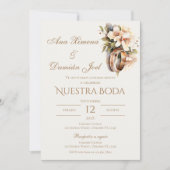 Invitation Bagues de mariage bohème en espagnol (Devant)