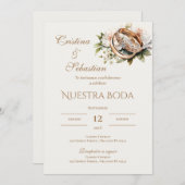 Invitation Bagues de mariage Boho en espagnol (Devant / Derrière)