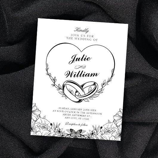 Invitation Bagues de mariage élégantes
