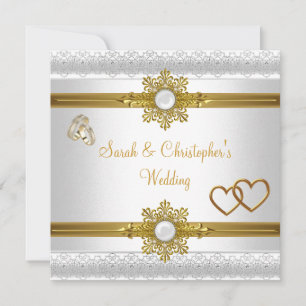 Invitation Bagues de mariage élégantes en or blanc cœur bijou