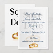 Invitation Bagues de mariage Enregistrez la date (Devant / Derrière)