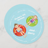 Invitation Bagues de piscine baignade été Anniversaire Fête I (Devant / Derrière)