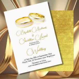 Invitation Bagues élégantes Or Mariage simple