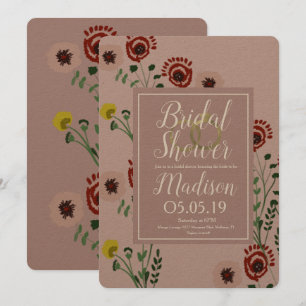 Invitation Bagues en feuille vintage avec broderie florale po