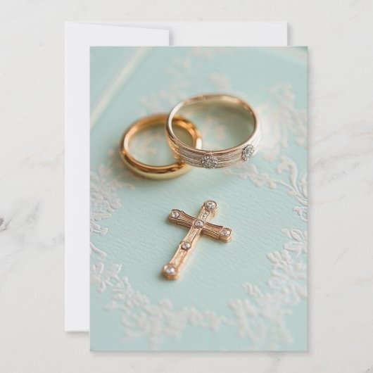 Invitation Bagues en or rose mariage et croiser (Devant)