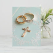 Invitation Bagues en or rose mariage et croiser (Debout devant)