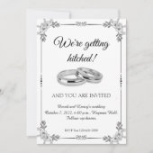 Invitation Bagues en platine et cadre motif (Devant)