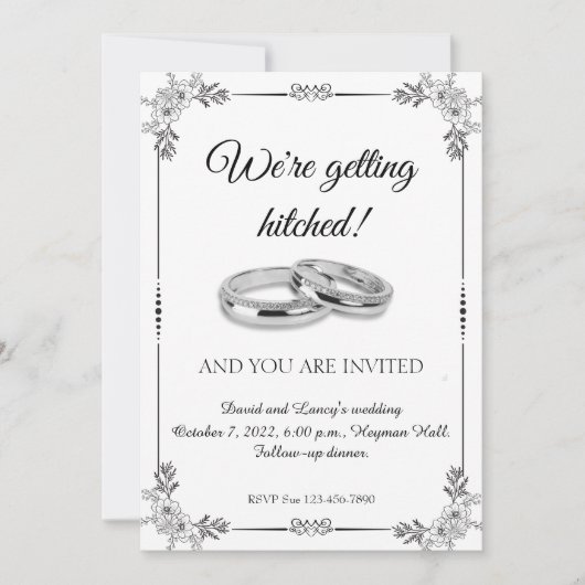 Invitation Bagues en platine et cadre motif (Devant)