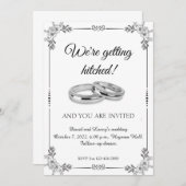 Invitation Bagues en platine et cadre motif (Devant / Derrière)