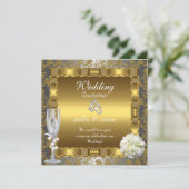 Invitation Bagues florales d'antiquité d'or mariage (Debout devant)