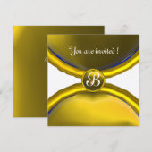 Invitation BAGUES MAGIQUES, MONOGRAMME bijou or jaune (Devant / Derrière)