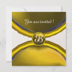 Invitation BAGUES MAGIQUES, MONOGRAMME  bijou or jaune