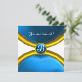 Invitation BAGUES MAGIQUES, monogramme gemme bleu (Debout devant)