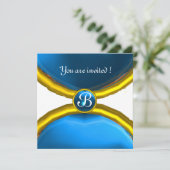 Invitation BAGUES MAGIQUES, monogramme gemme bleue (Debout devant)
