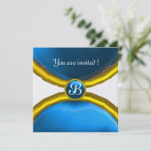 Invitation BAGUES MAGIQUES, monogramme gemme glace bleue (Debout devant)