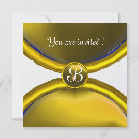 Invitation BAGUES MAGIQUES, MONOGRAMME gemme glace jaune (Devant)