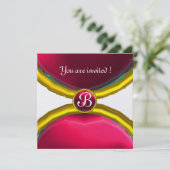 Invitation BAGUES MAGIQUES, monogramme gemme glace rose (Debout devant)