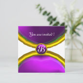 Invitation BAGUES MAGIQUES, monogramme gemme violet (Debout devant)