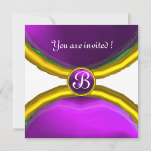Invitation BAGUES MAGIQUES, monogramme gemme violet