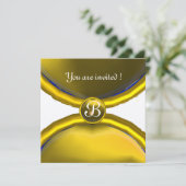 Invitation BAGUES MAGIQUES, monogramme pierre jaune argent (Debout devant)