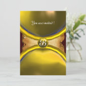 Invitation BAGUES MAGIQUES, PARCHEMIN À MONOGRAMME jaune gemm (Debout devant)