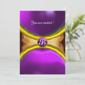 Invitation BAGUES MAGIQUES , parchemin MONOGRAMME gemme pourp (Debout devant)