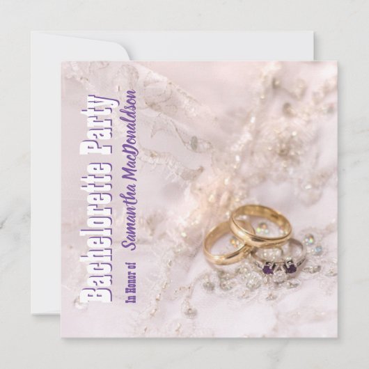 Invitation Bagues mariages et robe de soirée bachelorette (Devant)