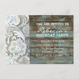 Invitation baguette chic en bois et dentelle