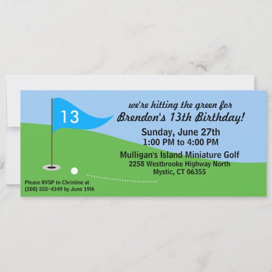 Invitation Bahama Blue Hit Fête d'anniversaire du Green Golf (Devant)