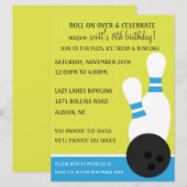 Invitation Bahama Blue Roll sur Bowling Anniversaire (Devant / Derrière)