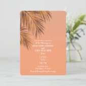 Invitation Bahama Breeze Bronze Palm Coral Peach Mariage (Debout devant)