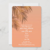 Invitation Bahama Breeze Bronze Palm Coral Peach Mariage (Devant)