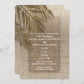 Invitation Bahama Breeze Bronze Palm Rustique Burlap Mariage (Devant / Derrière)