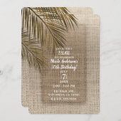 Invitation Bahama Breeze Bronze Palm Rustique Burlap Party (Devant / Derrière)