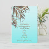 Invitation Bahama Breeze Cuivre Palm Aqua Mariage bleu mer (Debout devant)