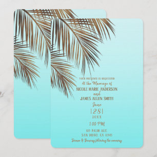 Invitation Bahama Breeze Cuivre Palmier Aqua Mer Bleu Mariage