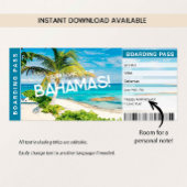 Invitation Bahamas Surprise Trip Boarding Pass Gift Card