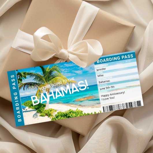 Invitation Bahamas Surprise Trip Boarding Pass Gift Card