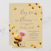Invitation Baie abeille en fleur Baby shower Fleur Daisy (Devant / Derrière)