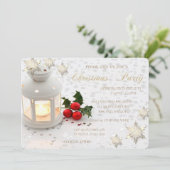 Invitation Baie de houx,Flocons de neige,Étoiles, Fête d'entr (Debout devant)