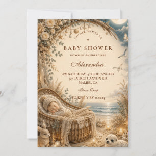Invitation Baie Enchantée Baby Shower Bohème