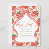 Invitation Baie Fille 1er Anniversaire Fraise (Devant)