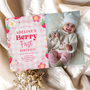 Invitation Baie Premier Cute 1er Anniversaire Photo Fraise