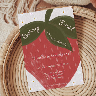 Invitation Baie Premier Fraise Sucré 1er Anniversaire