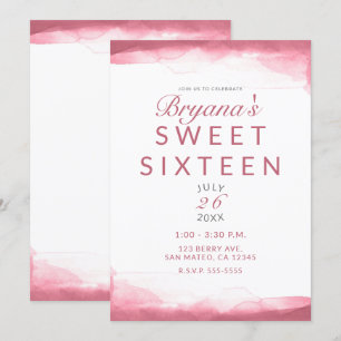 Invitation Baie Rose Mauve Aquarelle Moderne Douce 16