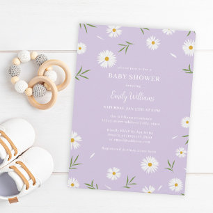 Invitation Baies blanches Pastel Purple Baby shower minimalis