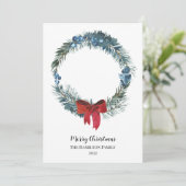 Invitation Baies d'aquarelle et verdure Noël de la couronne (Debout devant)