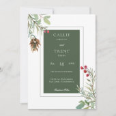 Invitation Baies de cône de pin d'hiver rustique Blanc modern (Devant)